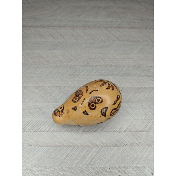 Handpainted Gourd Ornament Burned Etched Designs Butterfly Ladybug Hanging 4.5" - Picture 2 of 9